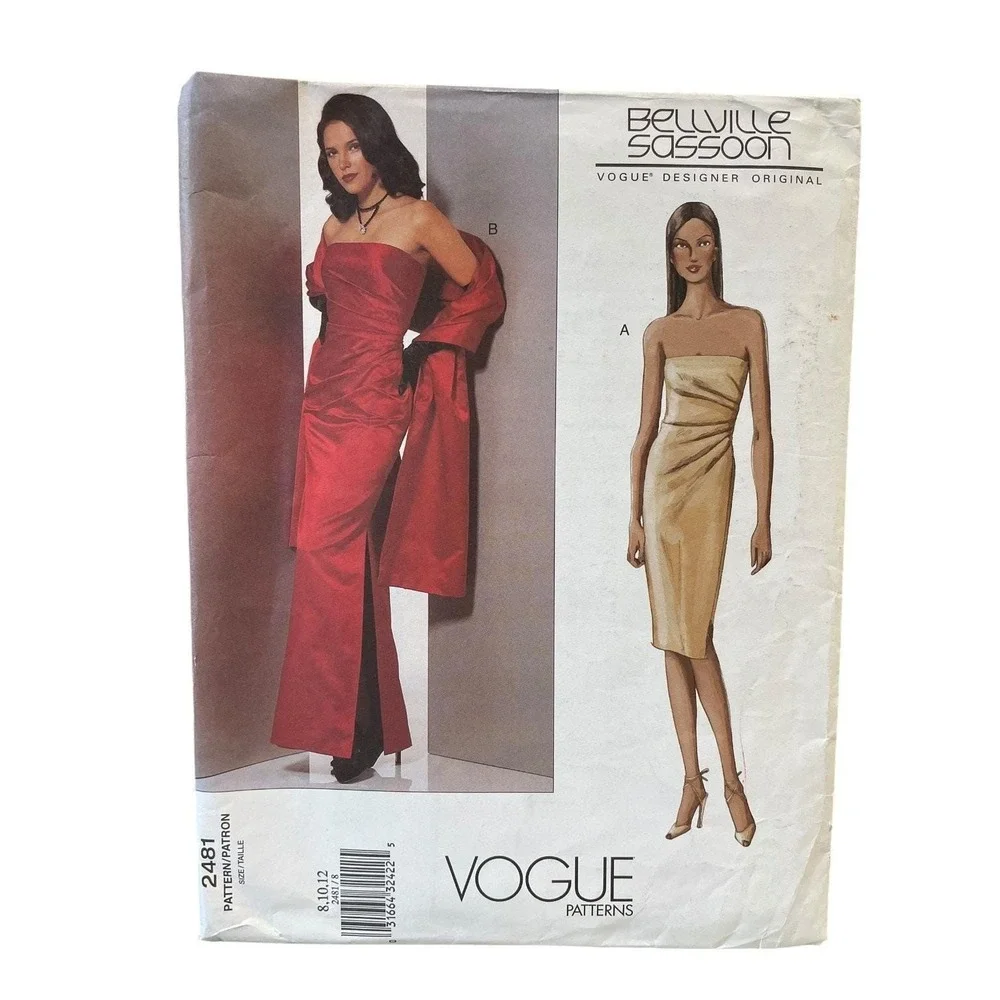 Vogue 2481 Bellville Sassoon Strapless Dress & Stole Size 8-12 Vintage